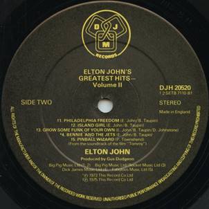 JLPR John Elton John's Greatest Hits Vol 2 SB